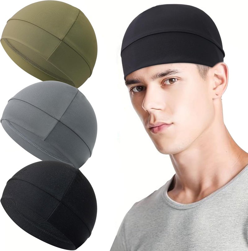 Qearl Men Cooling Skull Caps Helmet Liner Cycling Caps Sweat Wicking Running Beanie Hat for Men Women Multicolor - Image 1